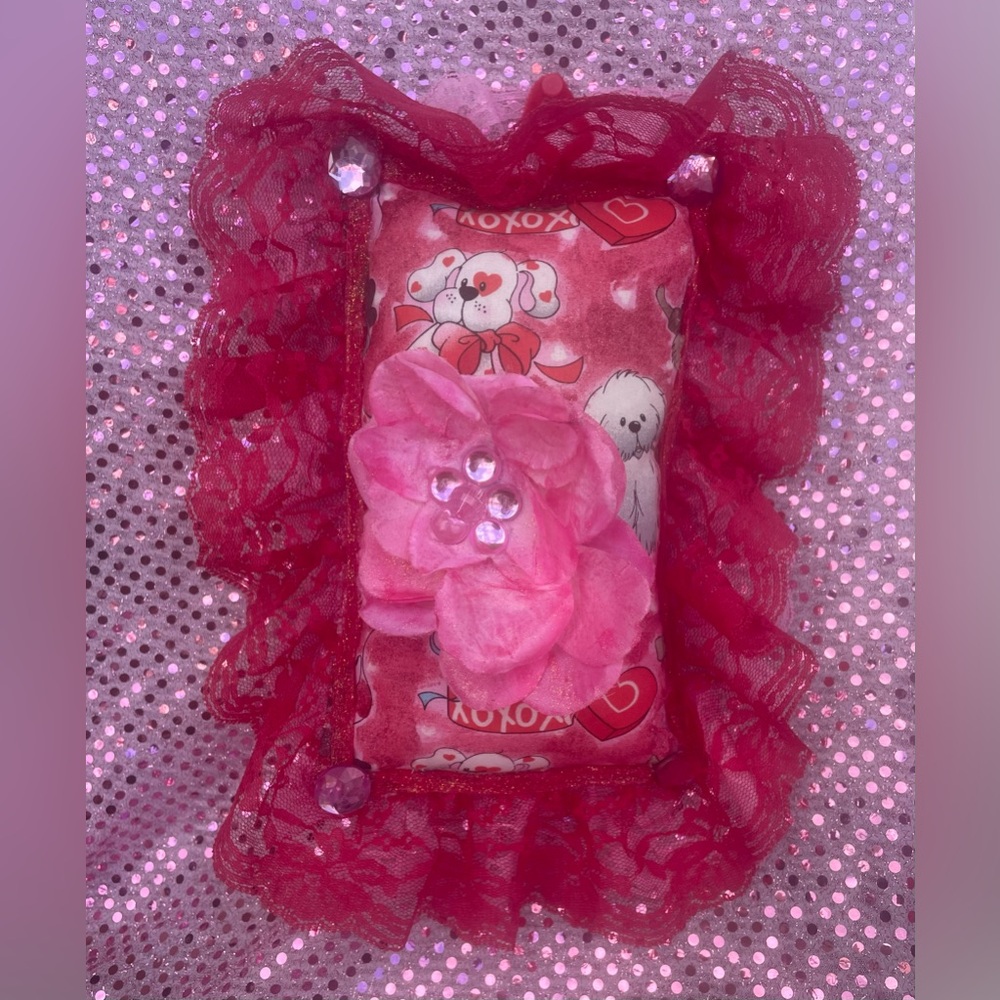Hand Crafted Puppy Love Hanging Pillow Cherry Blossom-Scented TwoSided HOST PICK